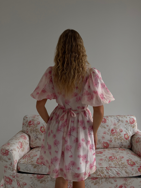 Платье Зефир кремовый с крупными цветами