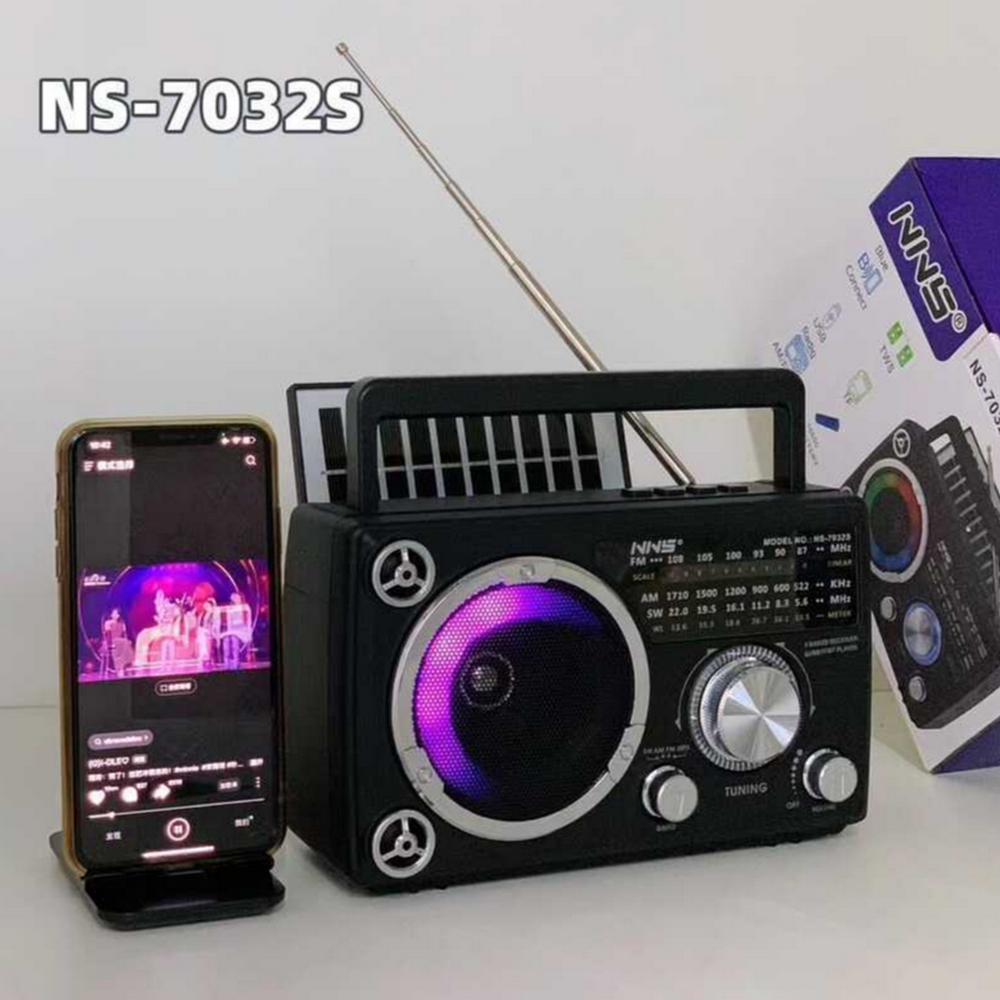 Радиоприемник с MP3 плеером Bluetooth +Solar panel NS-7032S