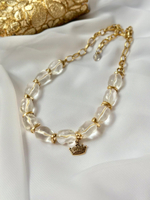 Колье горный хрусталь крупный/золото, Италия