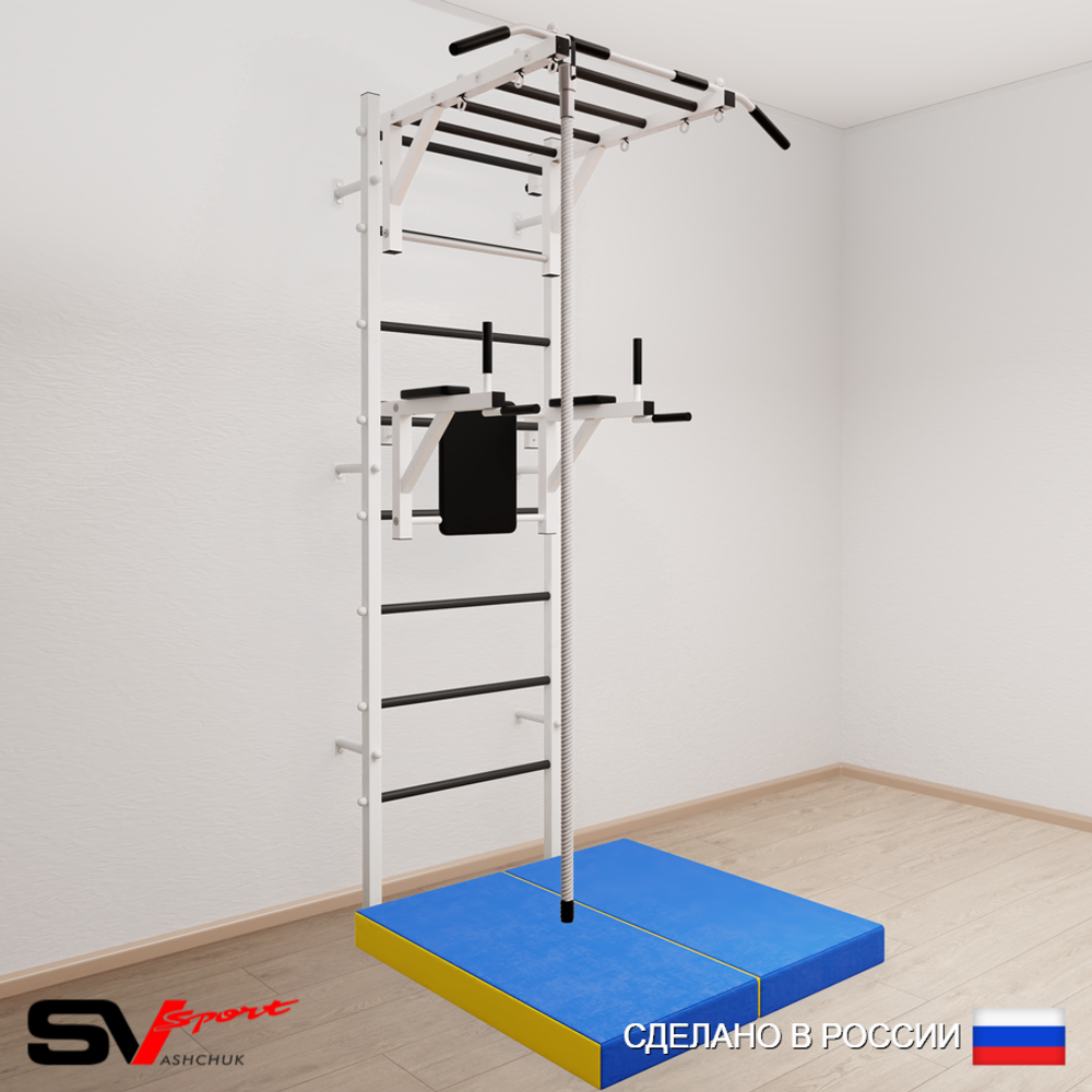 Шведская стенка Sv Sport 5404 (Турник рукоход/Брусья/Канат/Мат 1м)