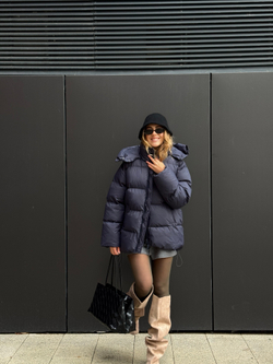 Пуховик Рокет миди синий