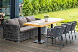 "Капучино" диван из искусственного ротанга трехместный, цвет графит