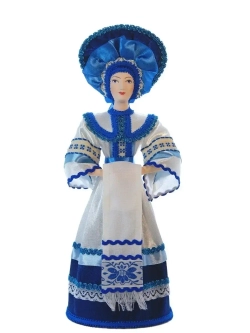 Кукла коллекционная фарфоровая Хозяюшка русском костюме в стиле Гжель