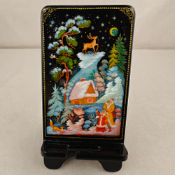 Сувенирная подставка для телефона с росписью Палех "Серебряное копытце"