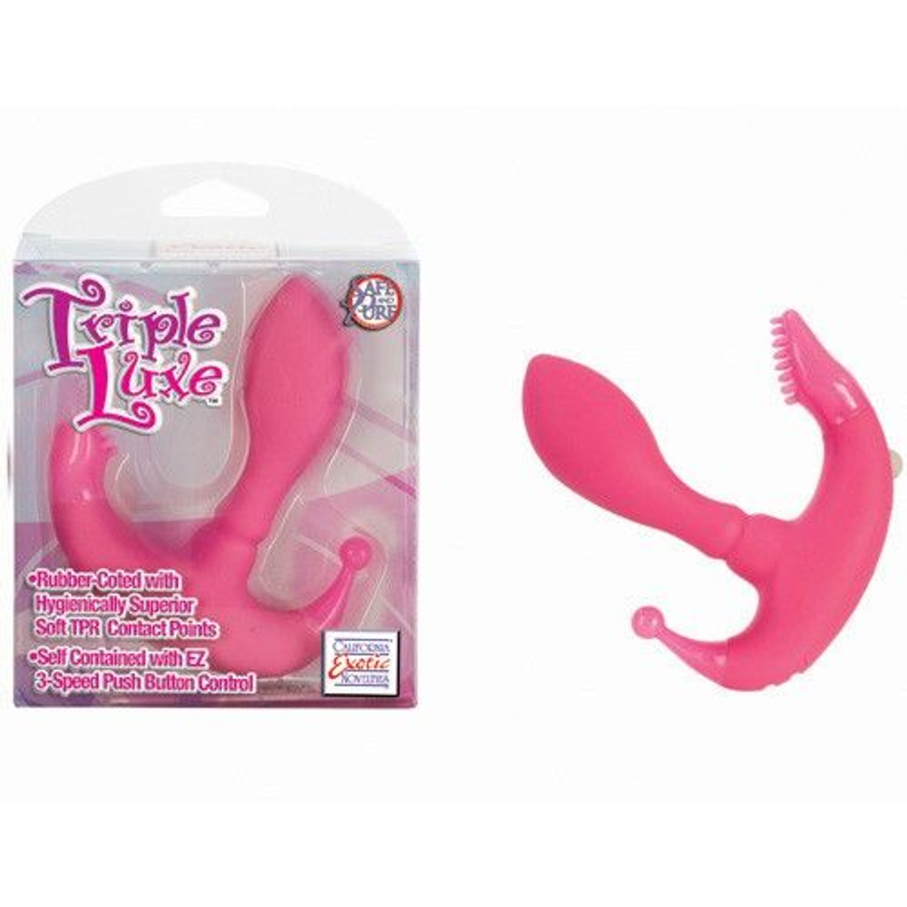 Розовый массажер Triple Luxe (Цвет: розовый)