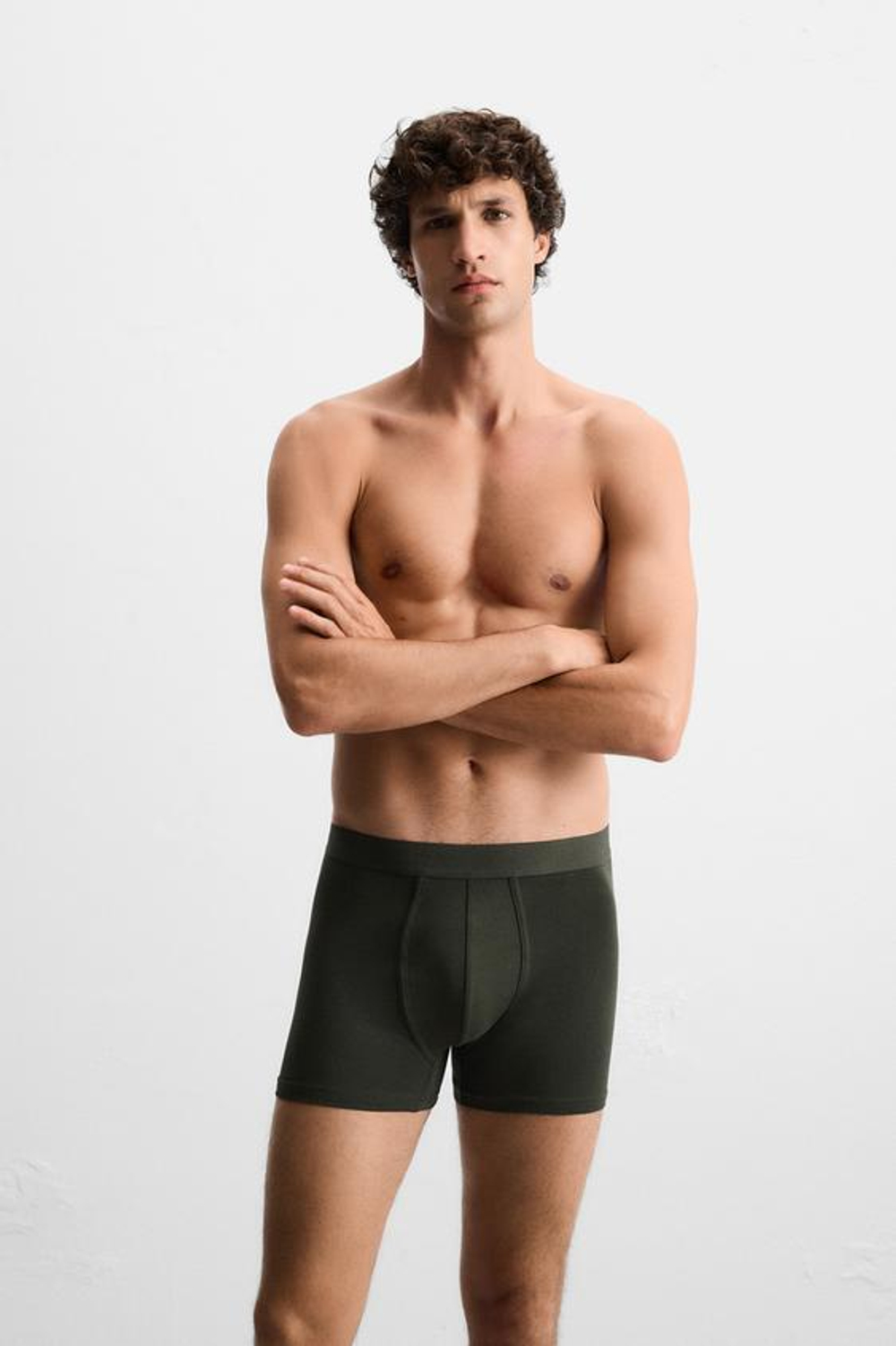 ZARA НАБОР ИЗ ТРЕХ БАЗОВЫХ ТРУСОВ-БОКСЕРОВ, ХАКИ