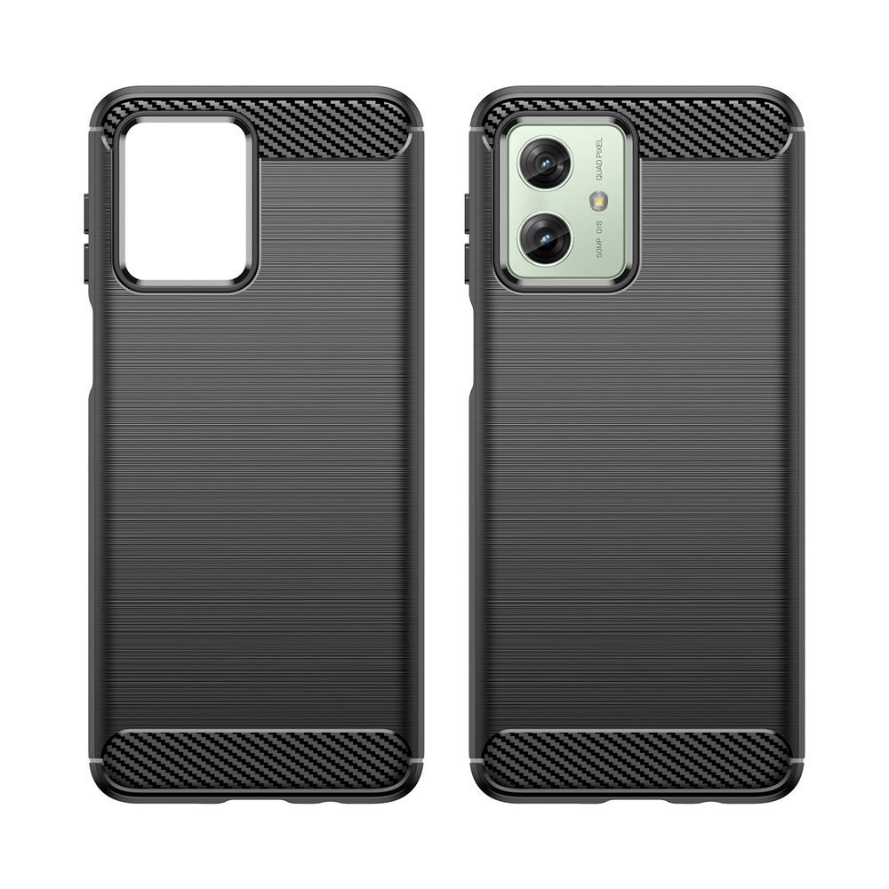 Мягкий чехол в стиле карбон для смартфона Motorola Moto G54, серия Carbon от Caseport