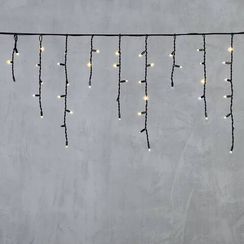 Светодиодная бахрома с колпачком 3,1*0,5 м., 120 теплых белых LED ламп, мерцание, каучуковый черный провод, LTC (LL120BLW-1-2WW)