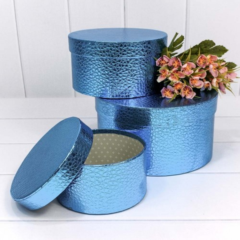 Коробка 21х11.5 см Набор 3 шт "Кожа крокодила" (Синий)