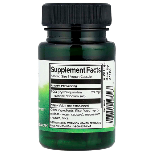 Swanson, PQQ, 20 мг, 30 растительных капсул