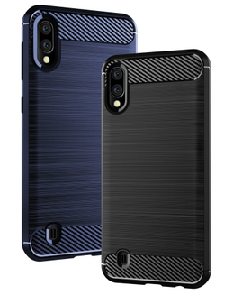 Чехол для Samsung Galaxy A10 (Galaxy M10) цвет Blue (синий), серия Carbon от Caseport