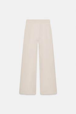 ZARA БРЮКИ ПРЯМОГО КРОЯ ИЗ ТКАНИ ИНТЕРЛОК, ЭКРЮ