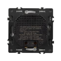 Механизм розетки с быстрой USB зарядкой SCT-NOBE-MUAC-SFPL-FC-IS (65W, QC3) (Arlight, Никель) 059447