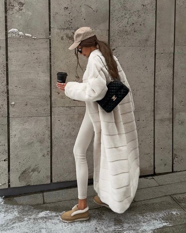 Шуба макси из искусственного меха