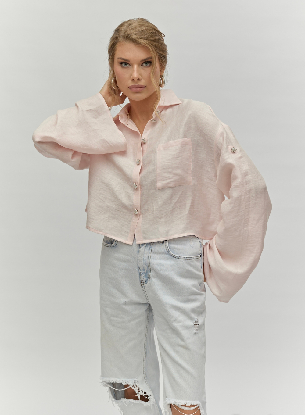 Viscose silk white blouse