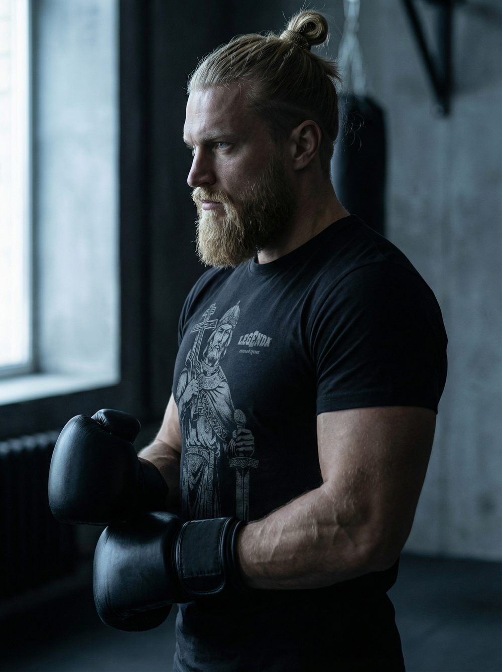 Футболка спортивная хлопковая мужская черная LEGENDA Князь