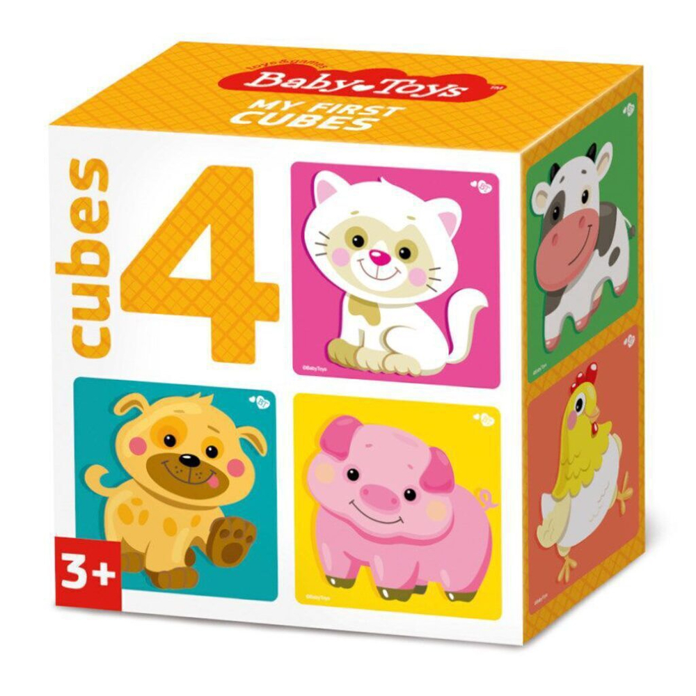 Кубики пластиковые 4шт "Домашние животные" ТМ Baby Toys 3+