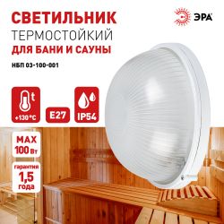 Светильник ЭРА НБП 03-100-001 Акватермо алюминий/стекло IP54 E27 max 100Вт D240 круг белый