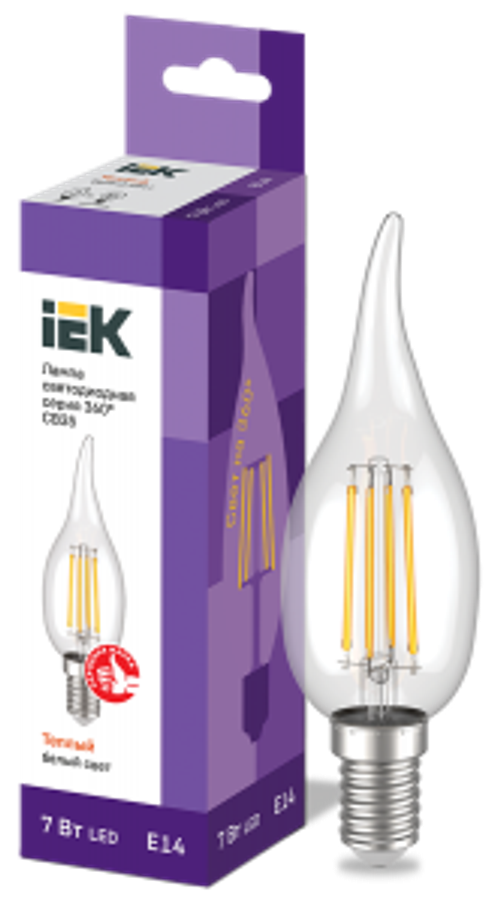 Лампа светодиодная CB35 свеча на ветру 7Вт 230В 3000К E14 IEK
