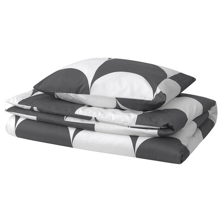 IKEA BRUKSVARA  (ИКЕА БРУКСВАРА)  -  Пододеяльник и наволочка, антрацит/белый, 150x200/50x60 см