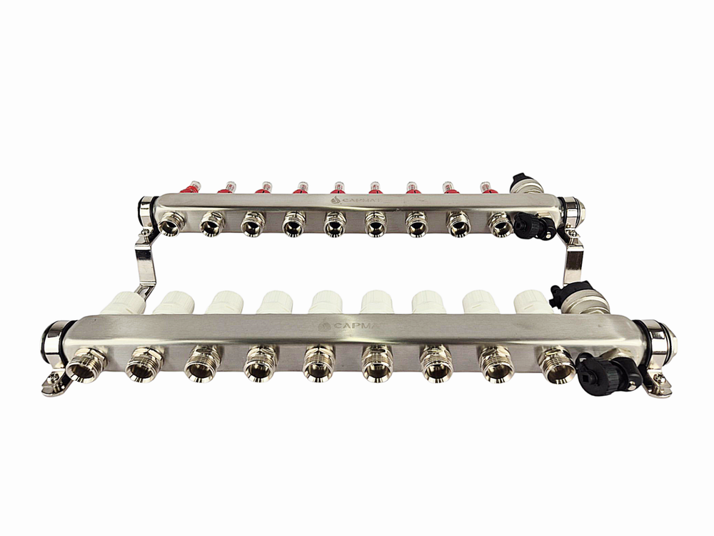 Коллекторная группа с расходомерами САРМАТ 1"x3/4" 9 вых. нерж с в /о SS2200 (CN)