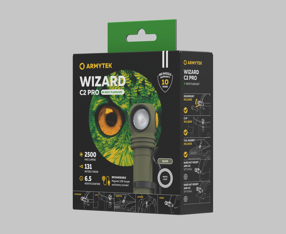 Мультифонарь Armytek F08701CO Wizard C2 Pro Magnet USB Olive