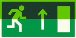 Е 11 "Направление к эвакуационному выходу прямо (правосторонний) "