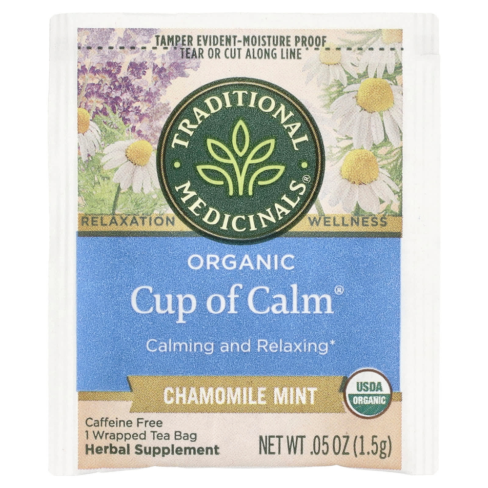 Traditional Medicinals, Organic Cup of Calm, ромашка и мята, без кофеина, 16 чайных пакетиков в упаковке, 24 г (0,85 унции)