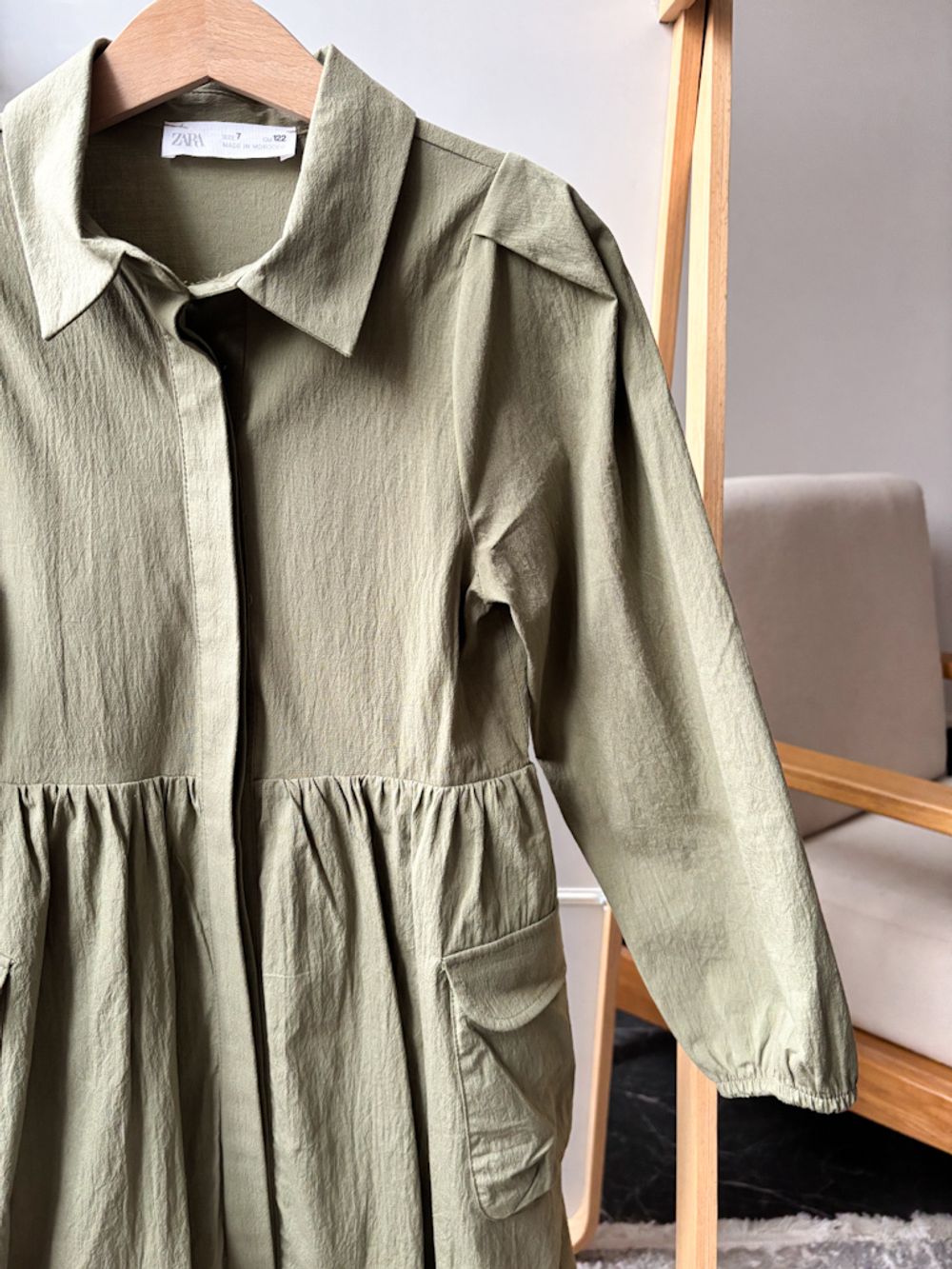 Хлопковое платье-рубашка Zara, 122