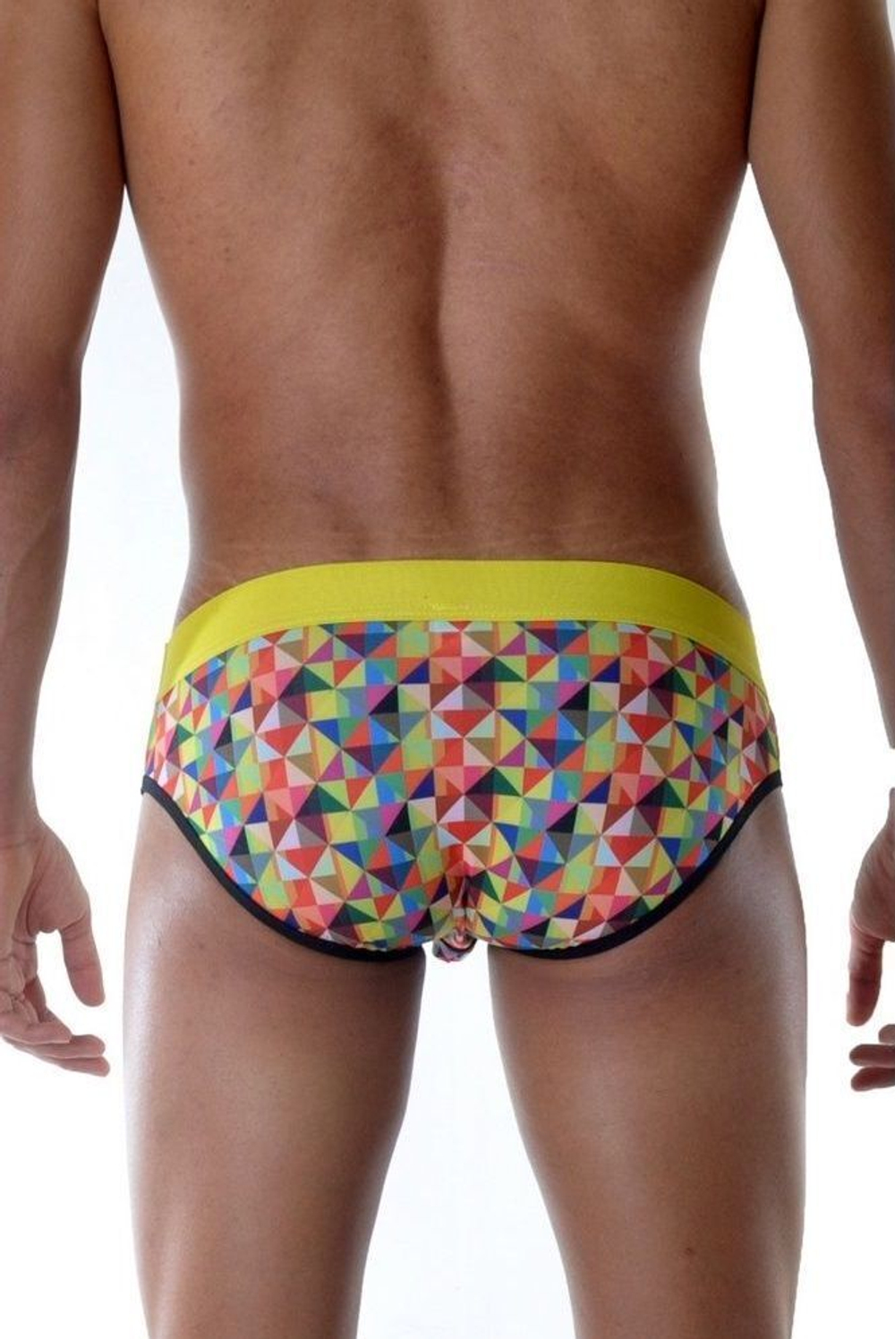 Мужские трусы-слипы с цветной пришивной резинкой и геометрическим принтом (Размер: XL) (Цвет: разноцветный)
