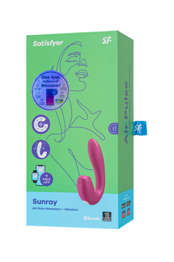Вибратор Satisfyer Sunray, с вакуум-волновым стимулятором, силикон, розовый, 15 см