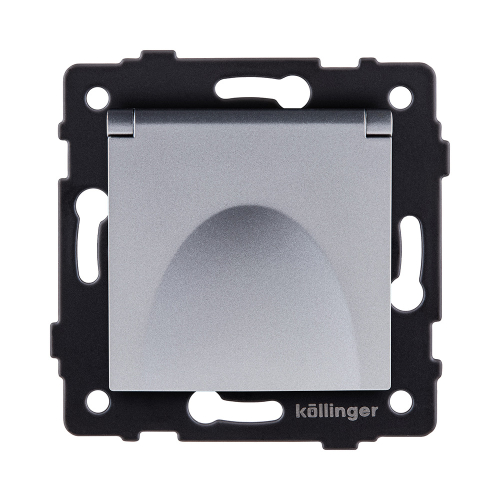 Розетка штепсельная SCHUKO 16A/250 В с крышкой, серый Kollinger REA-006GY для Aspekt, Eleganz, Reflex