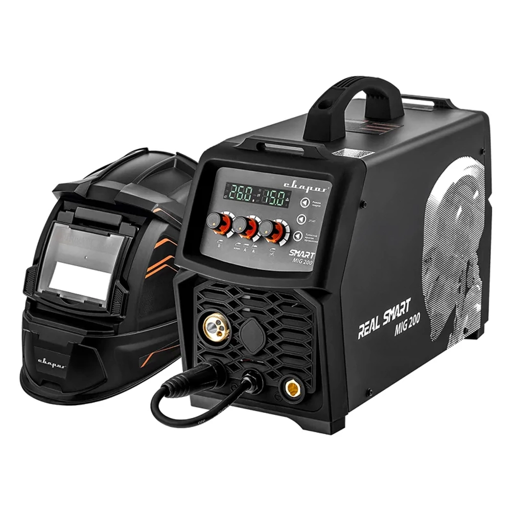 Сварог REAL SMART MIG 200 BLACK N2A5 сварочный инвертор с маской и крагами 00000098557
