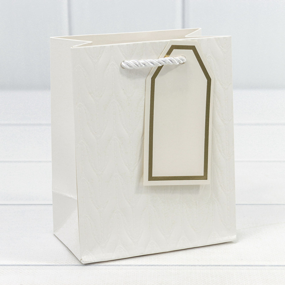 Пакет подарочный 12х15х7см Премиум "Узор" (Белый)