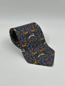 Галстук синий «Животные» Salvatore Ferragamo