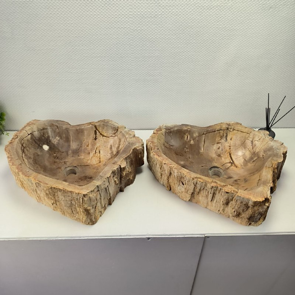 Раковина из окаменелого дерева ПАРА! OD-62096 55*55*15 2шт