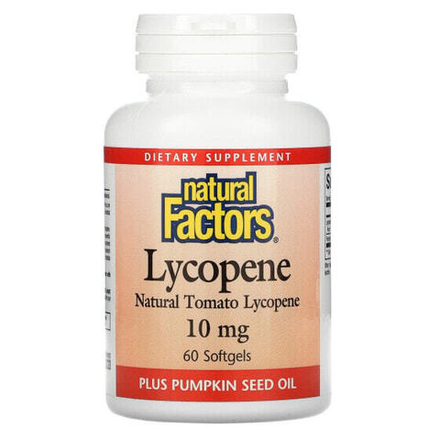 Антиоксиданты Natural Factors, ликопин, 10 мг, 60 капсул