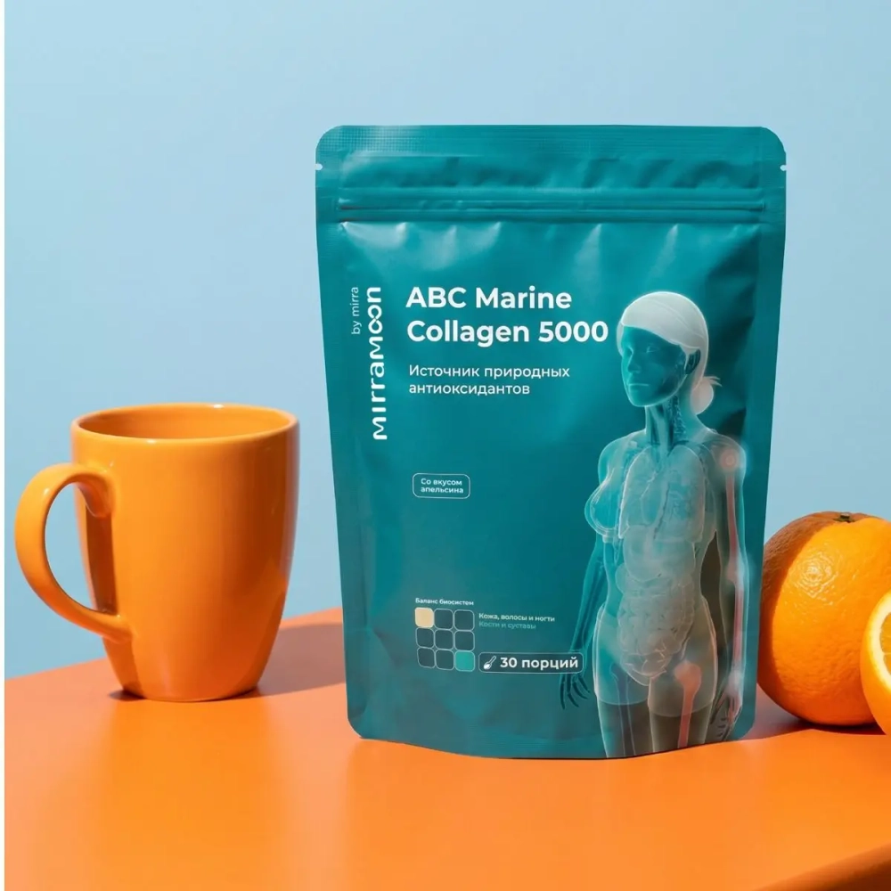 Пептиды рыбного коллагена ABC Marine Collagen (Со вкусом Апельсина) 165 г