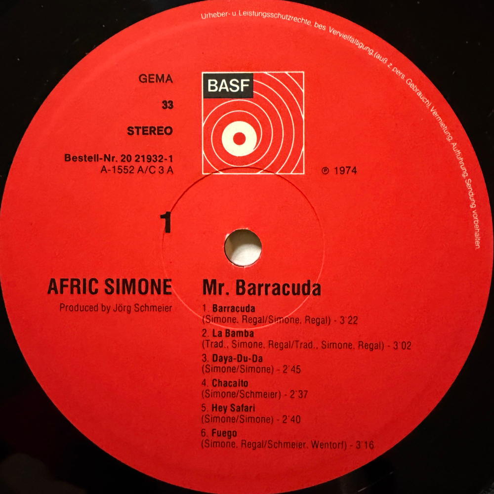 Afric Simone ‎– Mr. Barracuda (Германия 1974г.) Т