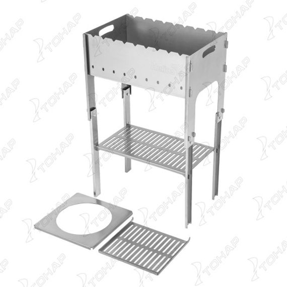 Мангал разборный Тонар со столиком и подставкой под казан (2мм, сумка)