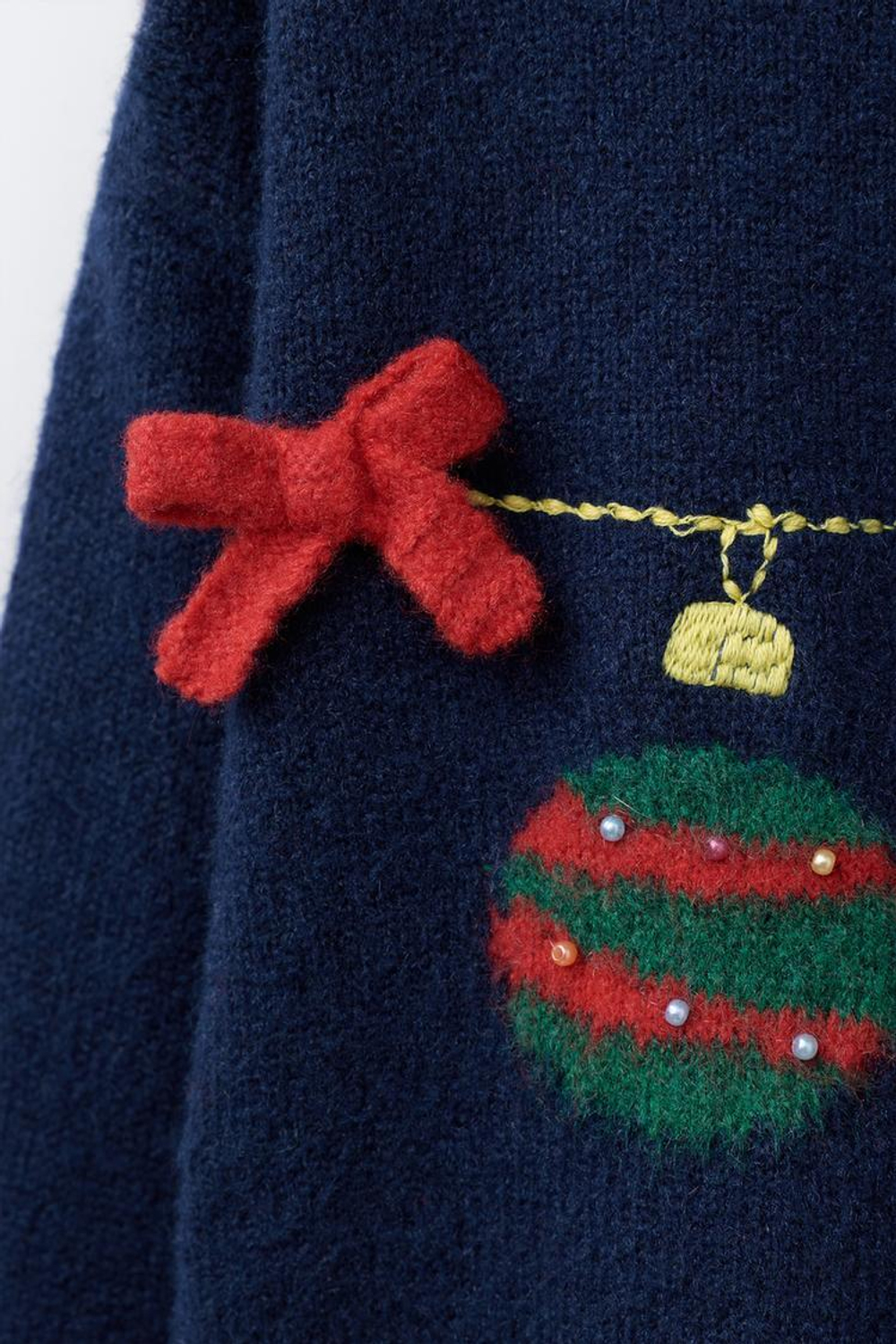 ZARA ДЖЕМПЕР С ВЯЗАНЫМ ПРИНТОМ «ГИРЛЯНДА», МОРСКОЙ СИНИЙ