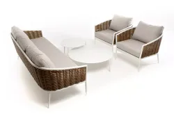 "Тоскана" лаунж-зона из искусственного ротанга, цвет соломенный