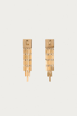 ZARA X MARISA BERENSON КВАДРАТНЫЕ СЕРЬГИ С БАХРОМОЙ , ЗОЛОТИСТЫЙ
