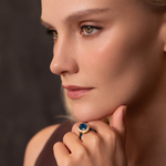 Кольцо с Топазом London и Бриллиантами, Эмаль, R0143-01/2