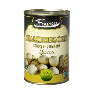 шампиньоны БАРКО целые 425мл ж/б (1х24)