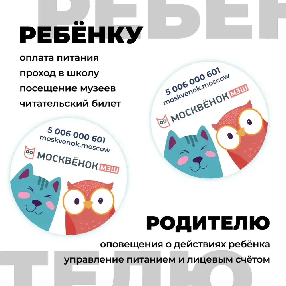 Наклейка на телефон Москвёнок ROUND (проход + питание)