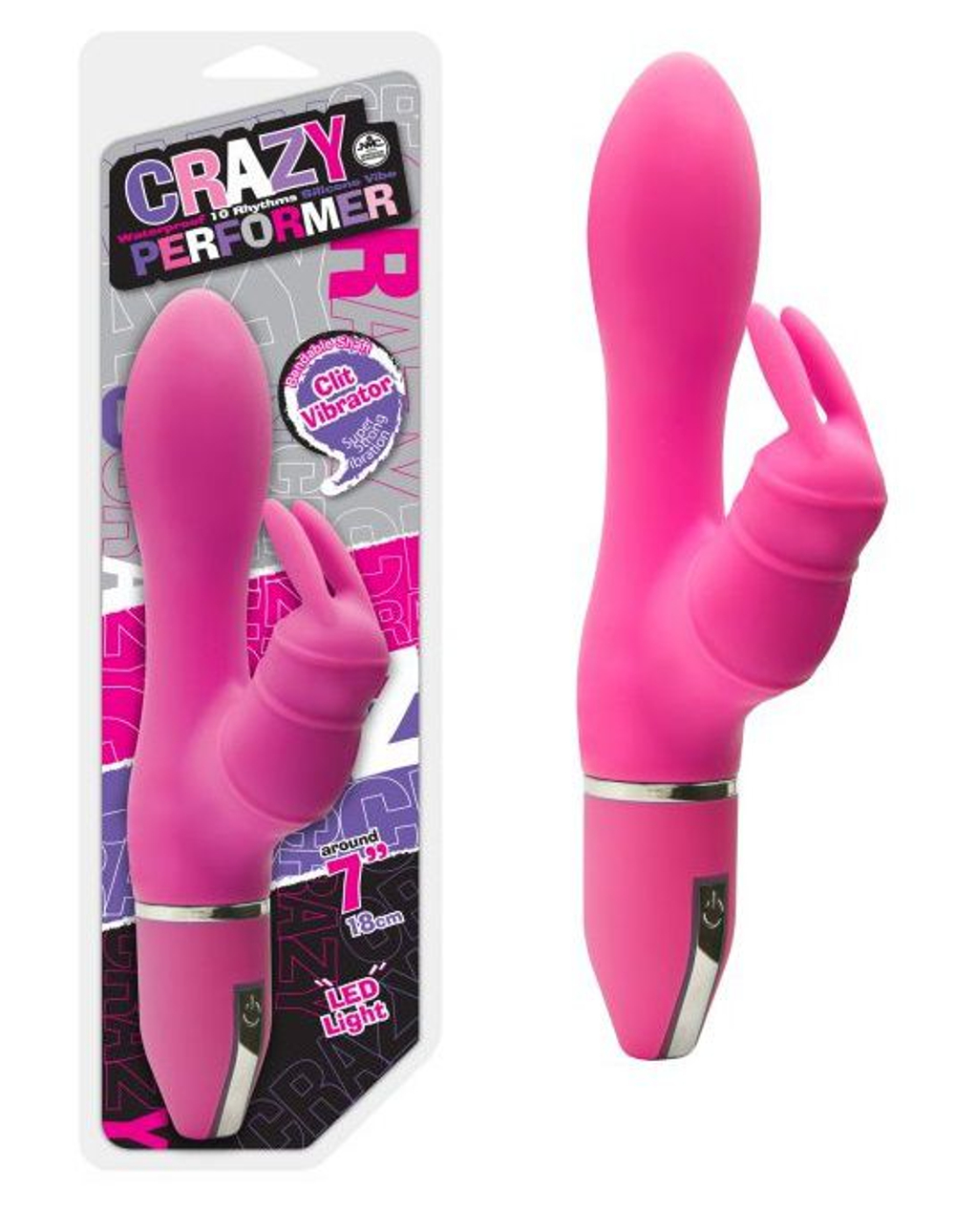 Вибратор с клиторальным стимулятором-зайкой - 17,8 см. (Цвет: розовый)