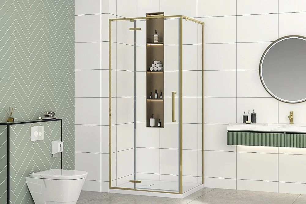 Душевой уголок Royal Bath BERN-V 100х90 RB9100-T-GD стекло прозрачное/профиль золото