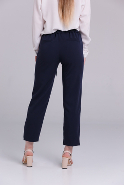 Брюки женские для девушки синие темно-синие  школьные классика классические демисезонные прямые на резинке с поясом деловые офисные бананыстрогие