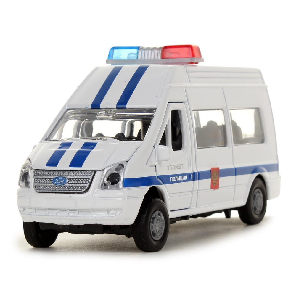 Модель ин. мет. "Ford Transit. Полиция" 13см. свет-звук, двери, багаж., коробка SB-13-02-2 (48) (Техноп